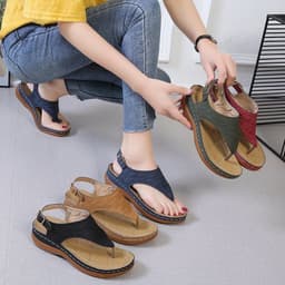 image-Casual Sandals Women's Wedge Heel Solid Color Flip Flop Sandals