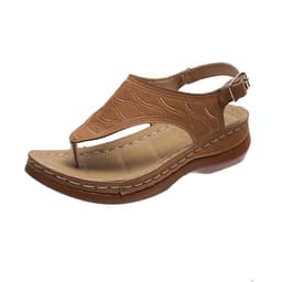 image-Casual Sandals Women's Wedge Heel Solid Color Flip Flop Sandals