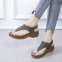 image-Casual Sandals Women's Wedge Heel Solid Color Flip Flop Sandals