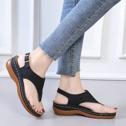 image-Casual Sandals Women's Wedge Heel Solid Color Flip Flop Sandals