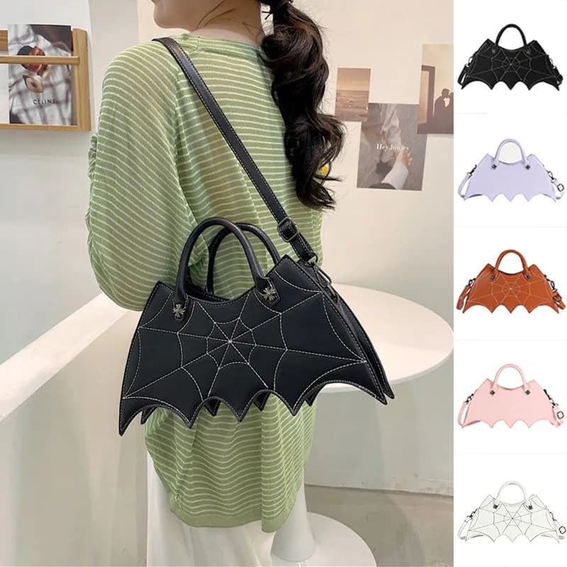 image-Halloween Spider Web Shape Shoulder Bags Personality Batgirl Tide Pu Handbags Fashoin Messenger Crossbody Bag