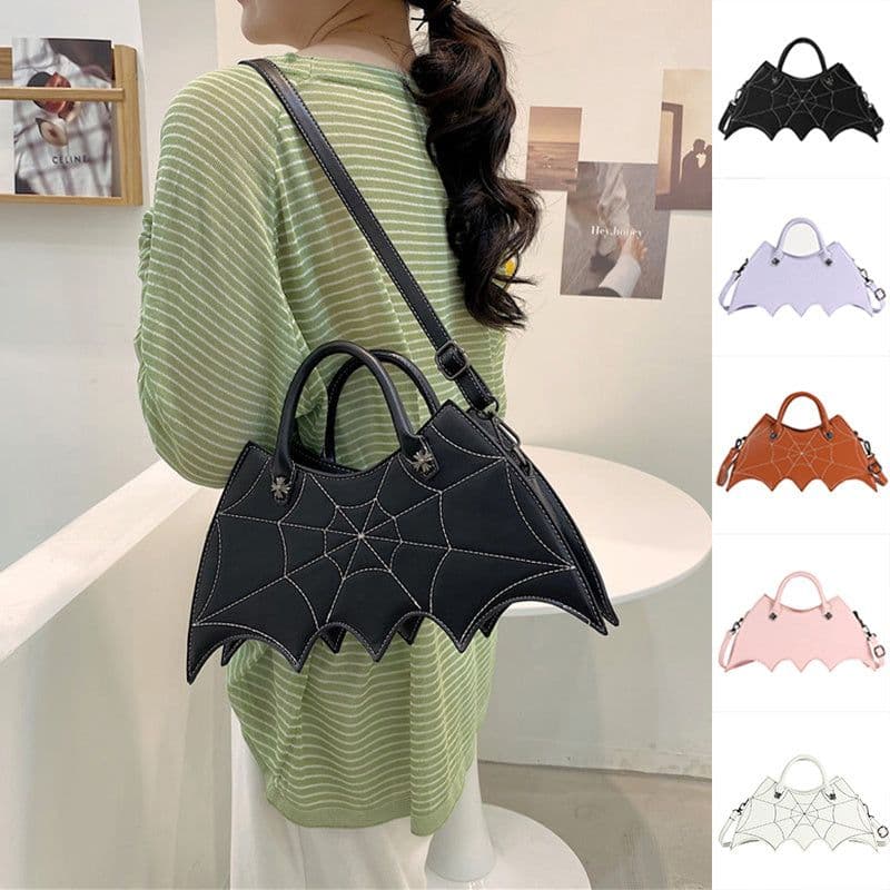 image-Halloween Spider Web Shape Shoulder Bags Personality Batgirl Tide Pu Handbags Fashoin Messenger Crossbody Bag