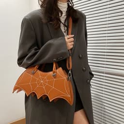 image-Halloween Spider Web Shape Shoulder Bags Personality Batgirl Tide Pu Handbags Fashoin Messenger Crossbody Bag