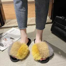 image-New Women's Home Slippers Winter Warm Shoes Indoor Plush Slippers Fluffy Female Flat Fur Shoes For Ladies Soft Slippers