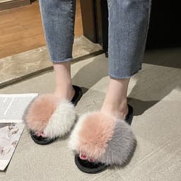 image-New Women's Home Slippers Winter Warm Shoes Indoor Plush Slippers Fluffy Female Flat Fur Shoes For Ladies Soft Slippers