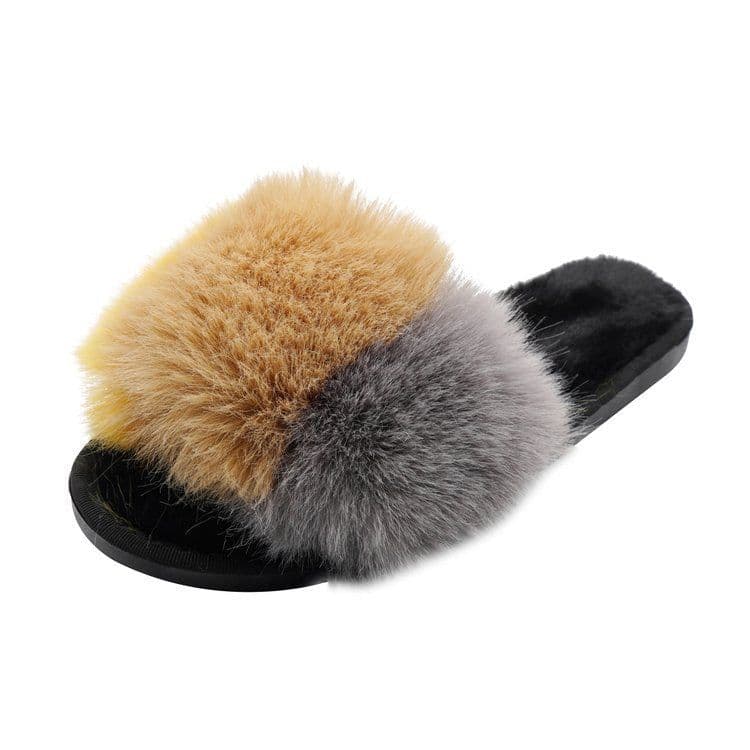 image-New Women's Home Slippers Winter Warm Shoes Indoor Plush Slippers Fluffy Female Flat Fur Shoes For Ladies Soft Slippers