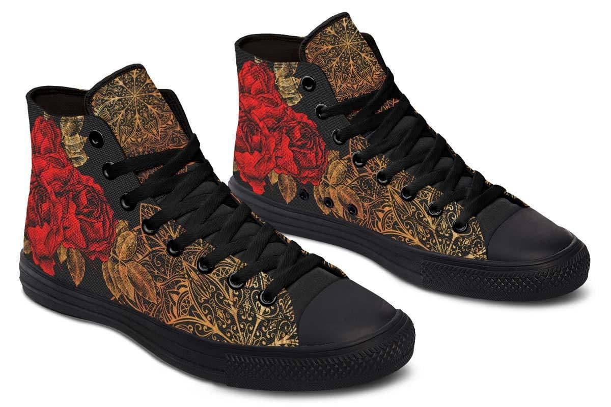image-Fashion Print Couple High-Top Canvas Shoes