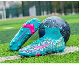 image-High-top Soccer Shoes Boys And Girls Primary And Middle School Students The Big Kids Tf Broken Nail People Turf Foot Training Shoes Running Shoes