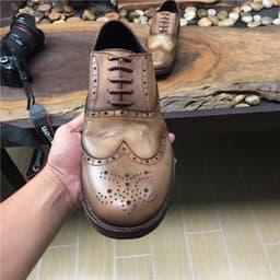 image-Men's Vintage Engraved Handmade Distressed Leather Shoes