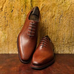image-Men's Lace-Up Pointed Toe Wear Resistant Square Vintage Leather Shoes