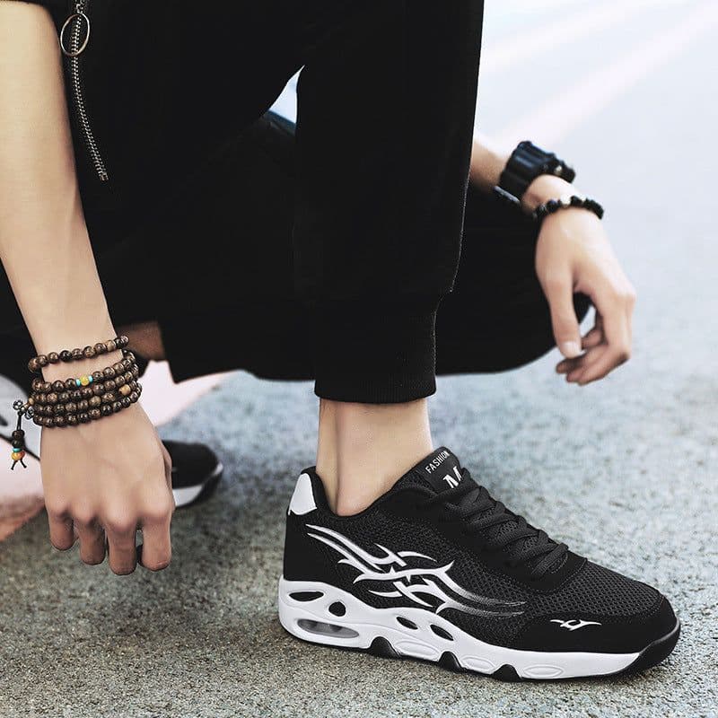 image-Summer New Large Size Mesh Breathable Youth Air Cushion Casual Sneakers Men's Korean Style Trendy Running Men's Shoes