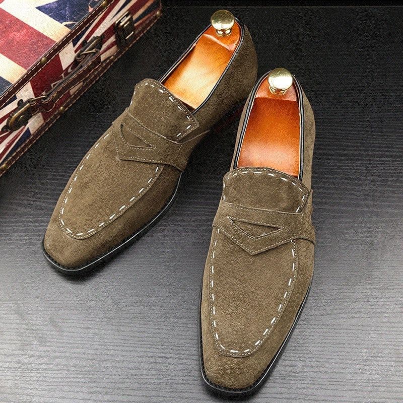image-Men's Trendy Fashion Slip-on Matte Leather Tods