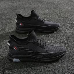 image-Men's Shoes Autumn Flying Woven Sports Shoes Men's Cloth Shoes Korean Fashion Soft Bottom Breathable Running Leisure Trendy Shoes