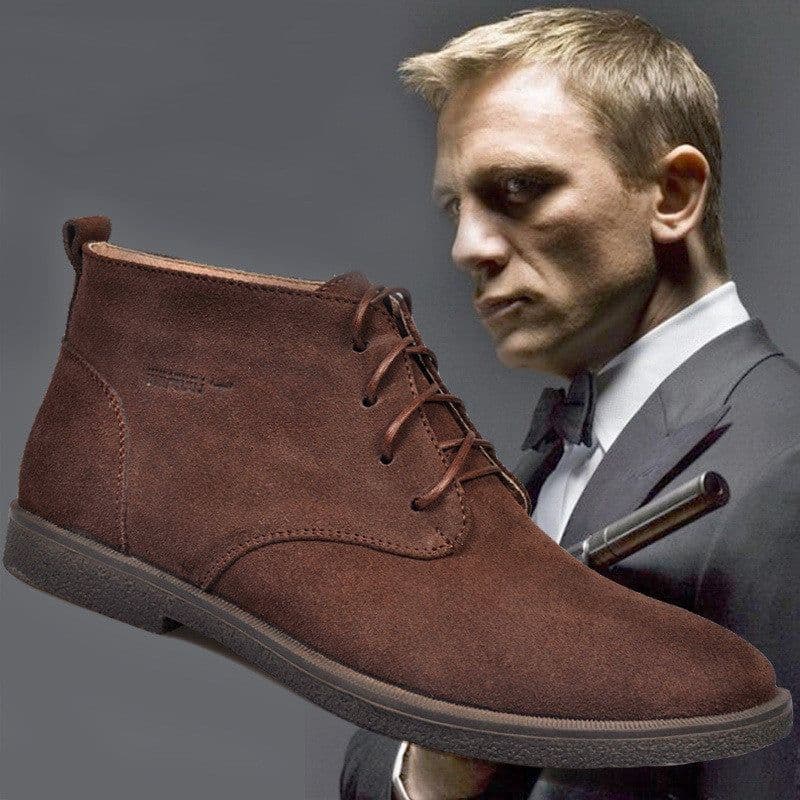 image-Men's Nubuck Leather High Top Martin Boots