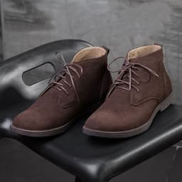 image-Men's Nubuck Leather High Top Martin Boots