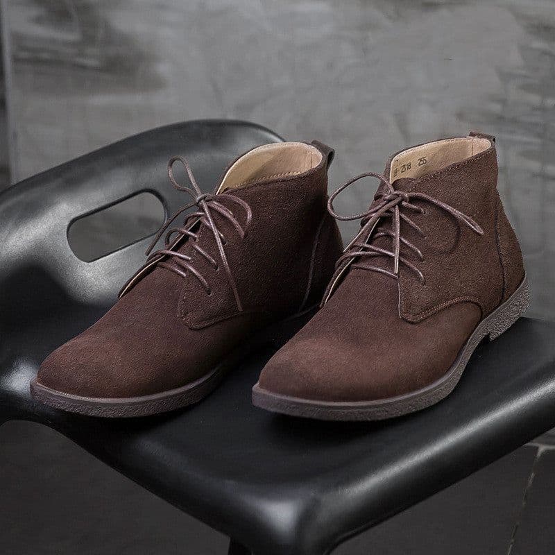 image-Men's Nubuck Leather High Top Martin Boots