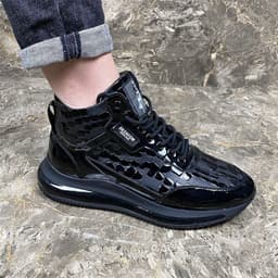 image-Men's Trendy Shoes All Match Black Cowhide Genuine Leather