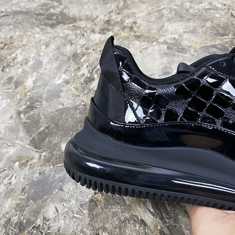 image-Men's Trendy Shoes All Match Black Cowhide Genuine Leather