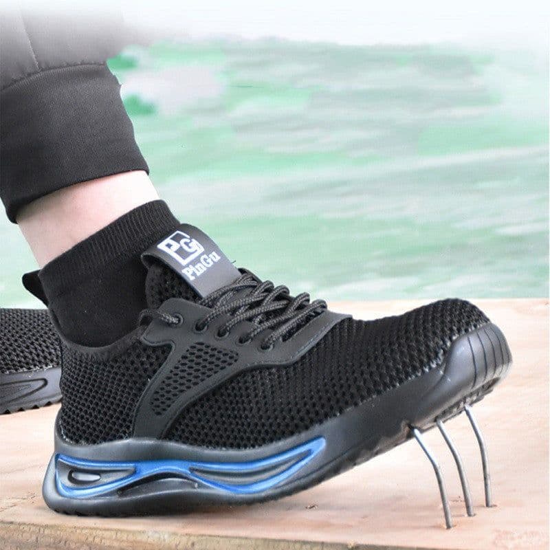 image-Fly Woven Labor Insurance Shoes Mesh Breathable Non-slip Steel Head
