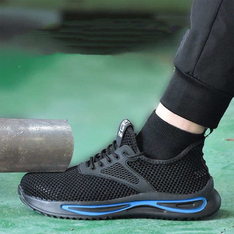image-Fly Woven Labor Insurance Shoes Mesh Breathable Non-slip Steel Head