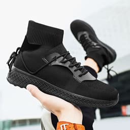 image-Men's Casual Flyknit Mesh High-Top Lace-Up Sneakers