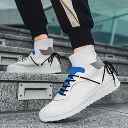 image-Men's Casual Flyknit Mesh High-Top Lace-Up Sneakers
