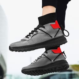 image-Men's Casual Flyknit Mesh High-Top Lace-Up Sneakers