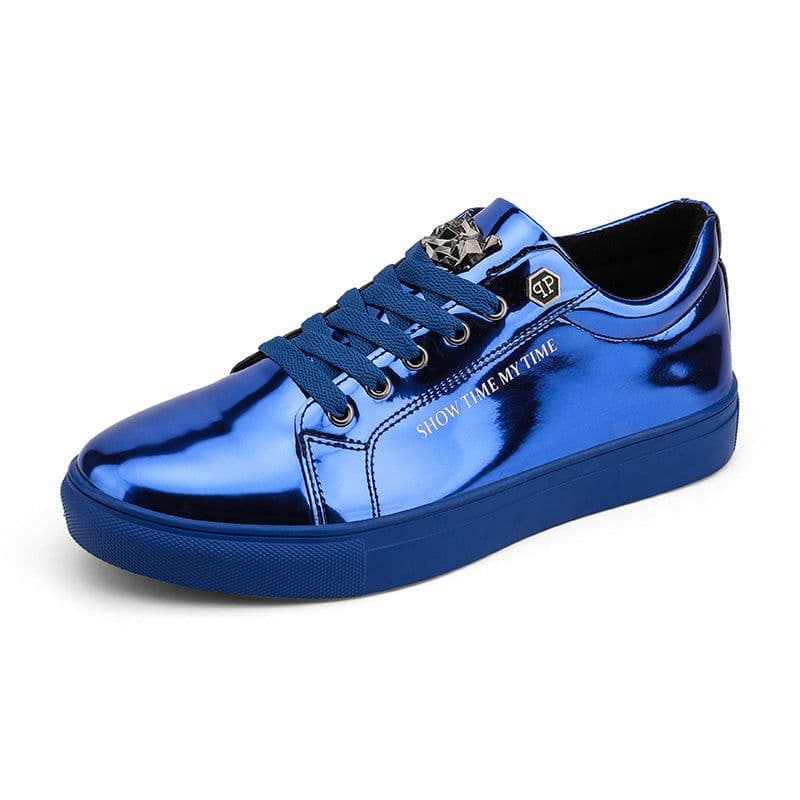image-Men's Shoes Spring New Korean Fashion Board Shoes Low-top Trendy Casual Sneakers Glossy Large Size Flat Bottom Fashion Shoes