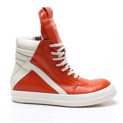 image-Men's Genuine Leather High Top Black And White Inverted Triangle Shoes