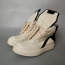 image-Men's Genuine Leather High Top Black And White Inverted Triangle Shoes