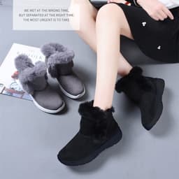 image-Women's Winter Fleece Thickened Warm Flat Snow Boots