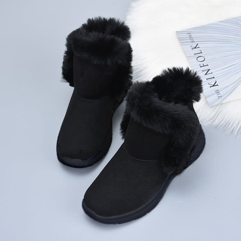 image-Women's Winter Fleece Thickened Warm Flat Snow Boots