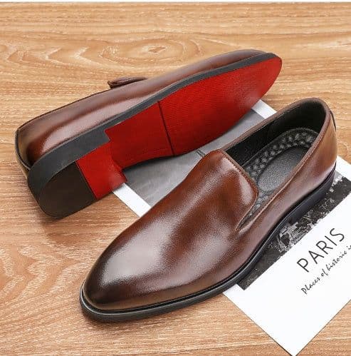 image-Autumn British Men's Casual Leather Shoes Pointed-toe Slip-on Loafers