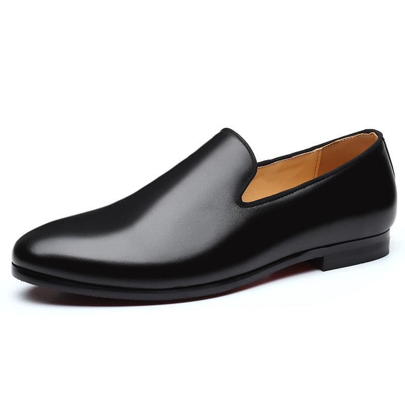 image-Autumn British Men's Casual Leather Shoes Pointed-toe Slip-on Loafers