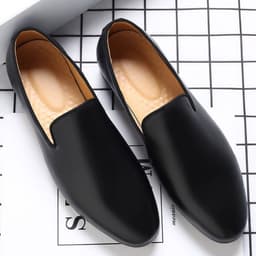 image-Autumn British Men's Casual Leather Shoes Pointed-toe Slip-on Loafers