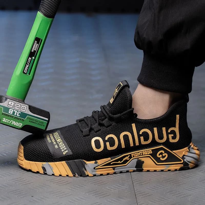 image-Indestructible Steel Toe Work Shoes For Men Letter Print Puncture Proof Sneakers