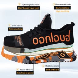 image-Indestructible Steel Toe Work Shoes For Men Letter Print Puncture Proof Sneakers