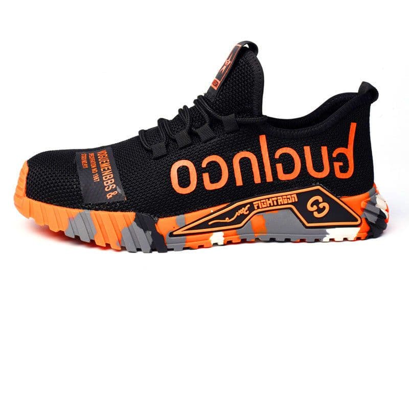 image-Indestructible Steel Toe Work Shoes For Men Letter Print Puncture Proof Sneakers