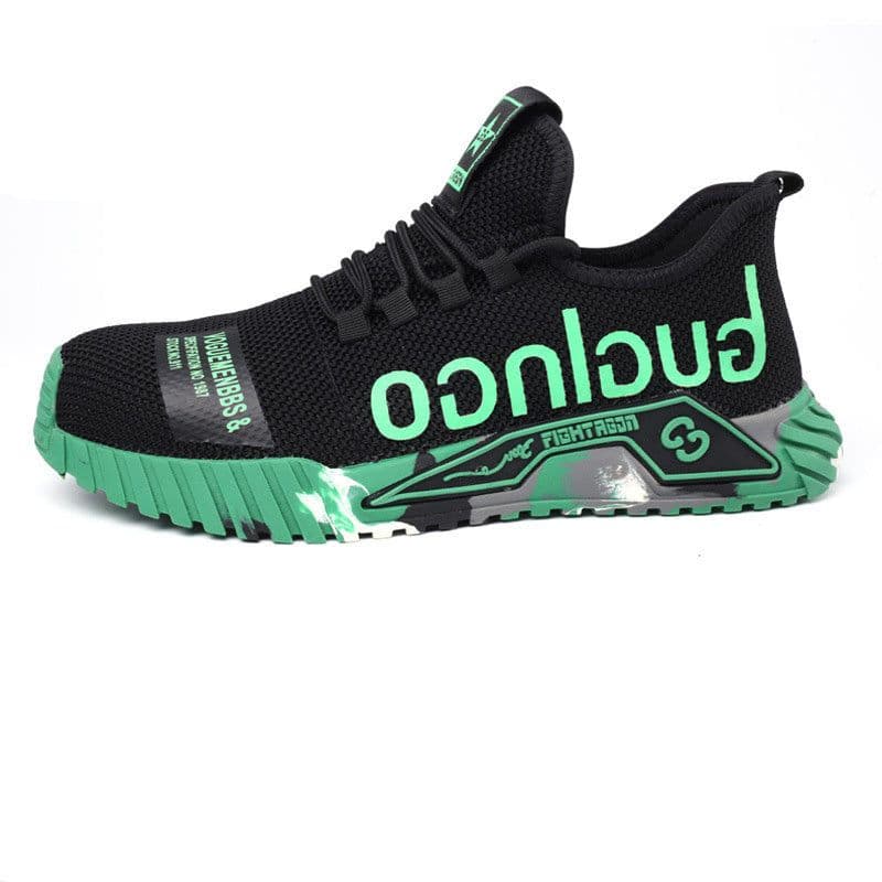 image-Indestructible Steel Toe Work Shoes For Men Letter Print Puncture Proof Sneakers