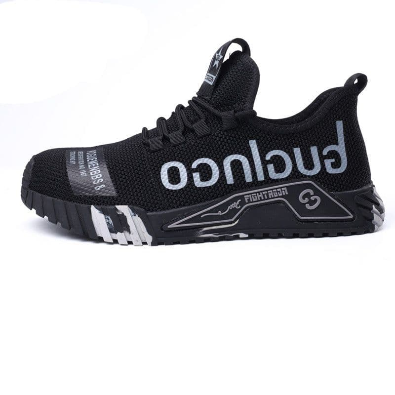 image-Indestructible Steel Toe Work Shoes For Men Letter Print Puncture Proof Sneakers