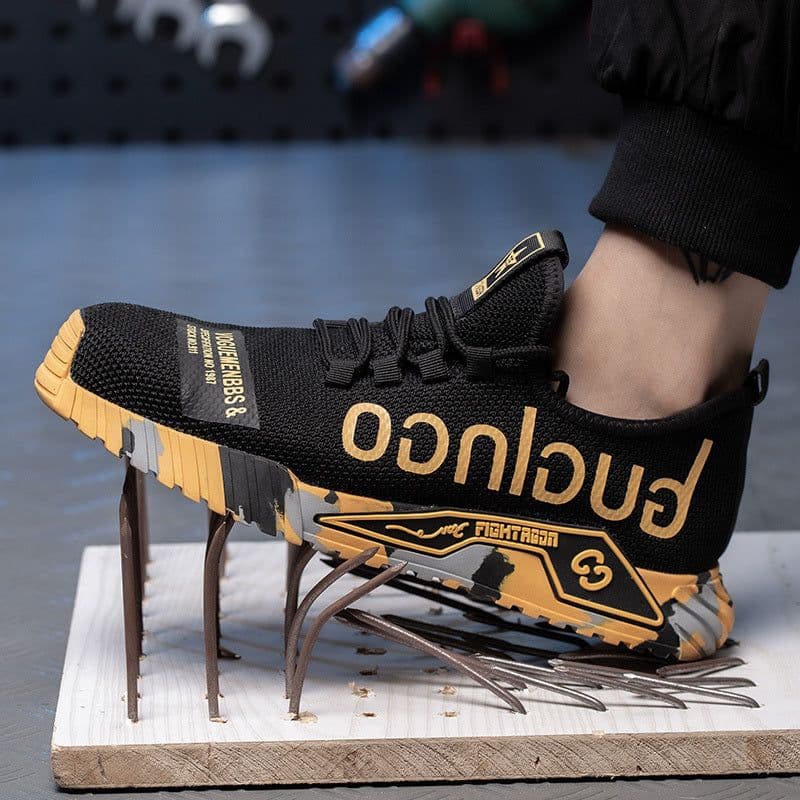 image-Indestructible Steel Toe Work Shoes For Men Letter Print Puncture Proof Sneakers
