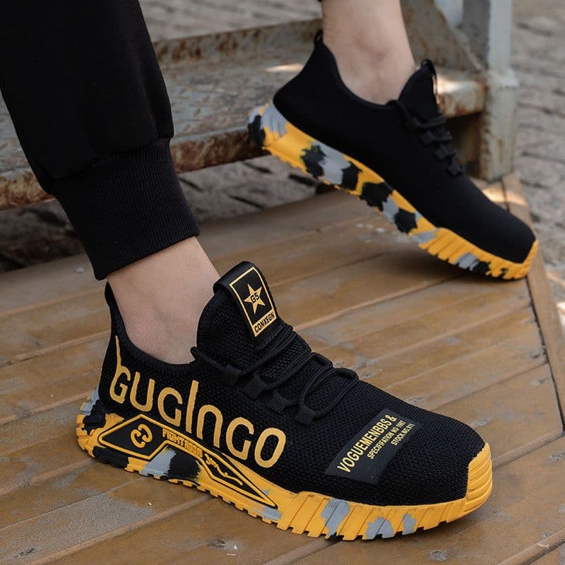 image-Indestructible Steel Toe Work Shoes For Men Letter Print Puncture Proof Sneakers