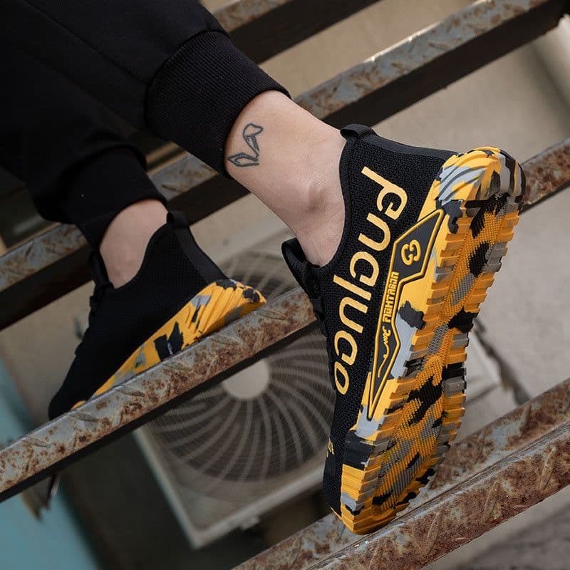 image-Indestructible Steel Toe Work Shoes For Men Letter Print Puncture Proof Sneakers