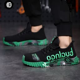 image-Indestructible Steel Toe Work Shoes For Men Letter Print Puncture Proof Sneakers