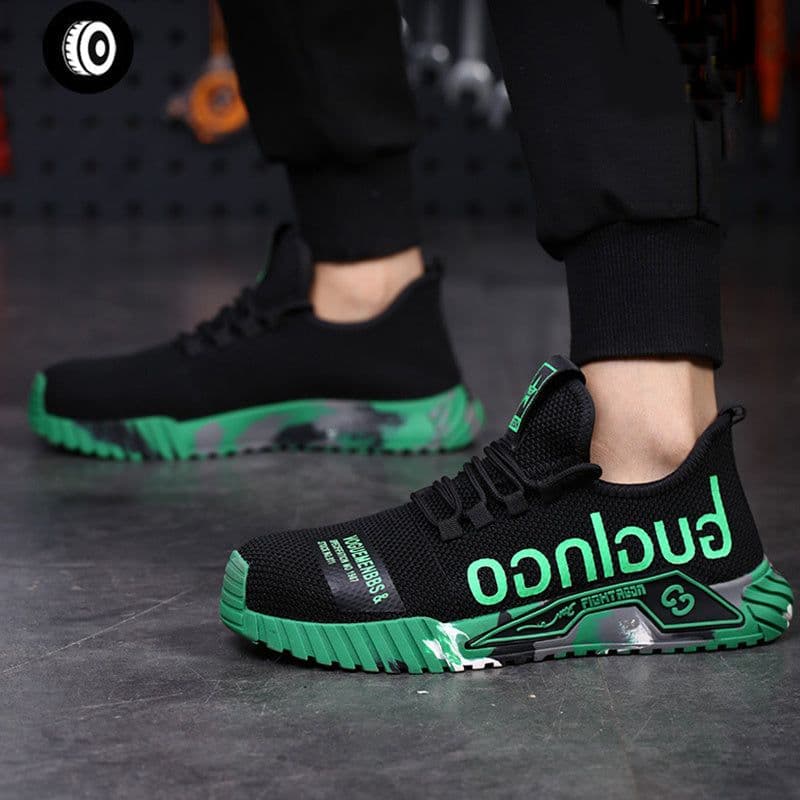 image-Indestructible Steel Toe Work Shoes For Men Letter Print Puncture Proof Sneakers