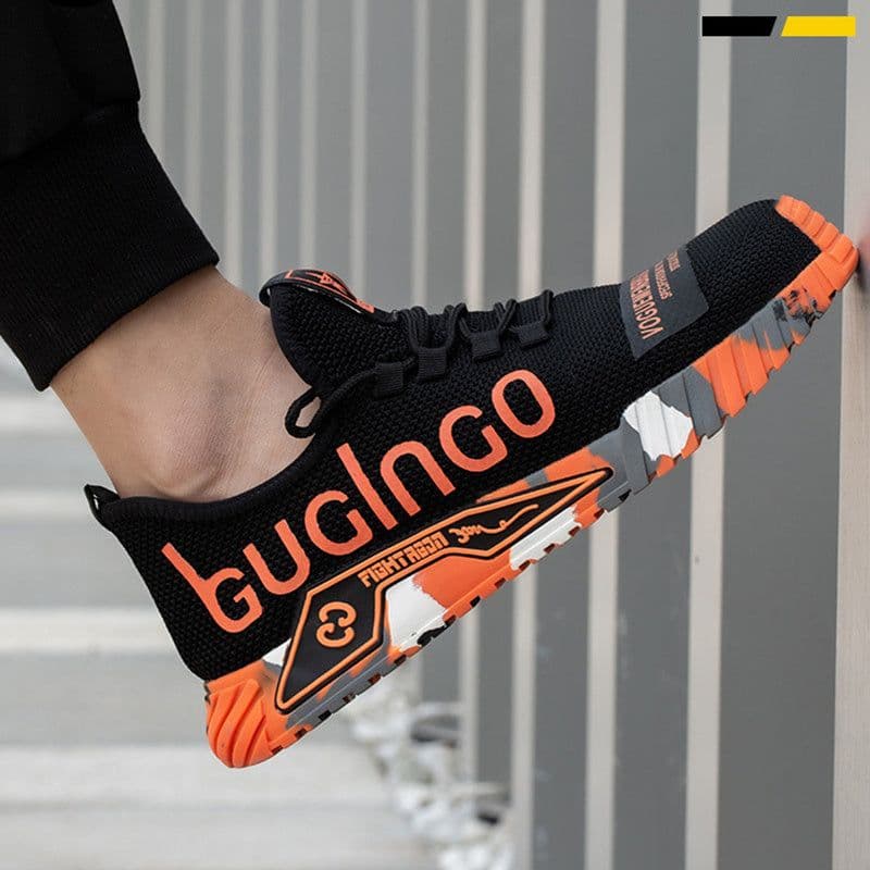 image-Indestructible Steel Toe Work Shoes For Men Letter Print Puncture Proof Sneakers