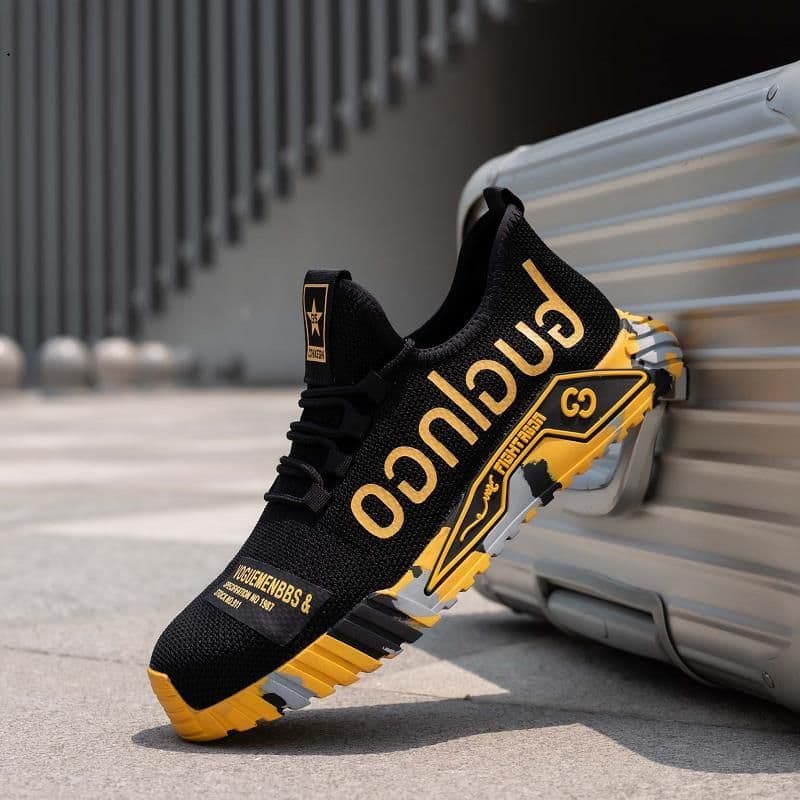 image-Indestructible Steel Toe Work Shoes For Men Letter Print Puncture Proof Sneakers
