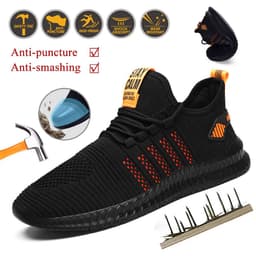 image-Work Safety Shoes Breathable Anti-Puncture Sneakers Men Air Cushion Indestructible Steel Toe Shoes