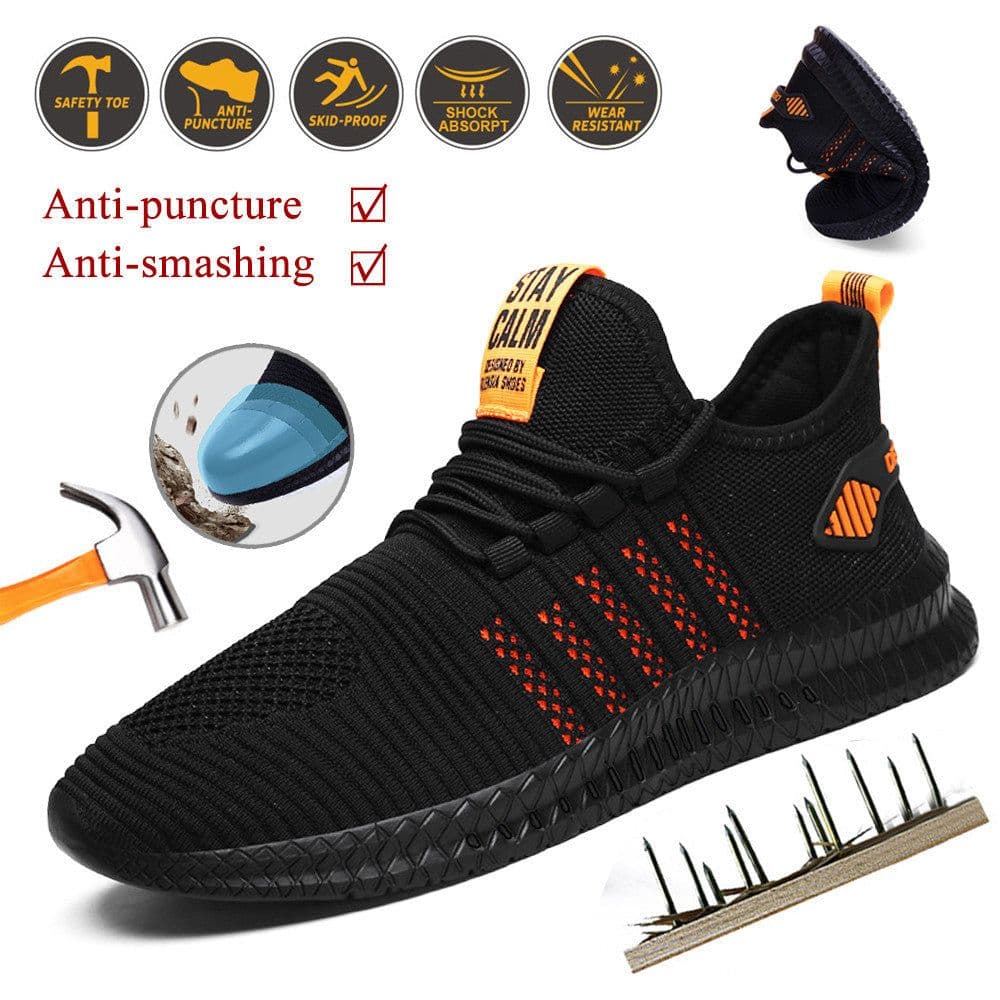 image-Work Safety Shoes Breathable Anti-Puncture Sneakers Men Air Cushion Indestructible Steel Toe Shoes