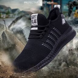 image-Work Safety Shoes Breathable Anti-Puncture Sneakers Men Air Cushion Indestructible Steel Toe Shoes